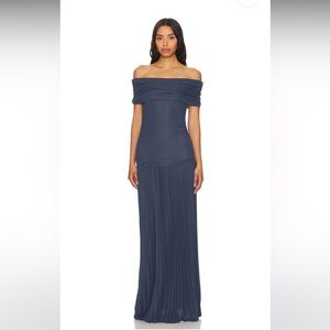 Elegant Off-Shoulder Navy Blue Dress